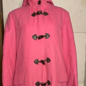Harve Benard Vintage Pink Wool Hooded Full Length Coat Size 14